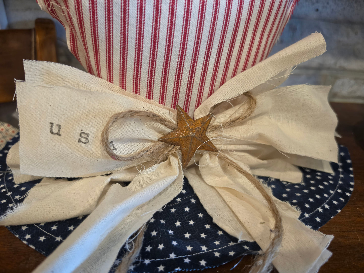 Large Primitive Fourth of July Uncle Sam Hat Holiday Decor