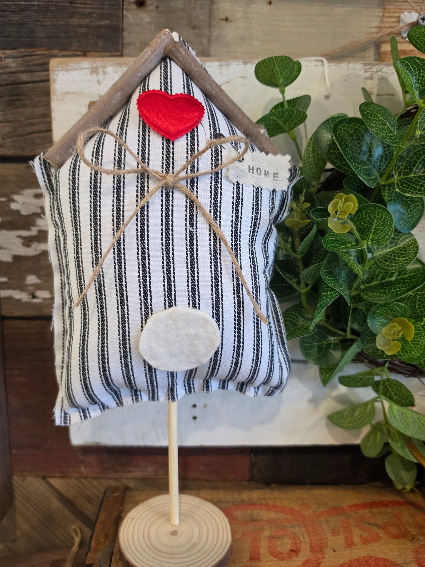 Rustic Fabric Farmhouse Bird House | Home Decor