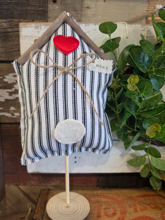 Rustic Fabric Farmhouse Bird House | Home Decor