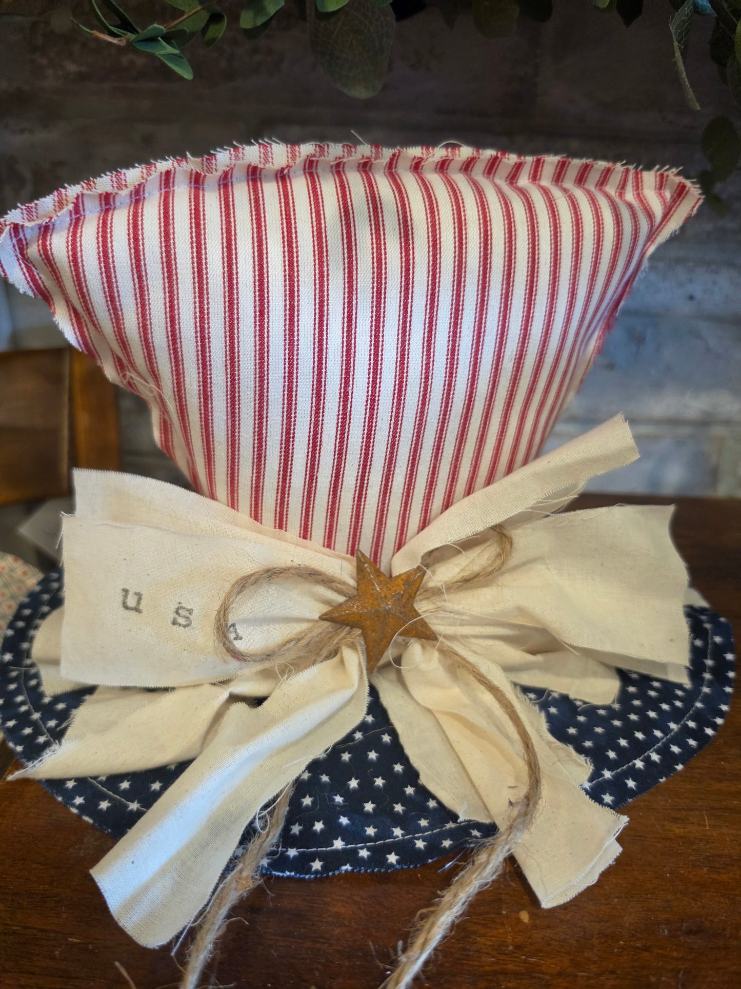 Large Primitive Fourth of July Uncle Sam Hat Holiday Decor