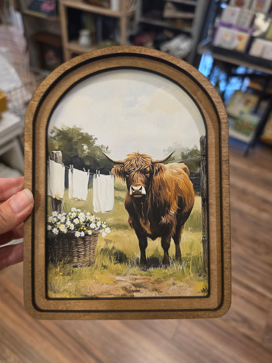 Arch Top Highland Cow Laundry Sign